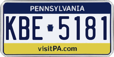 PA license plate KBE5181
