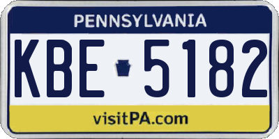 PA license plate KBE5182
