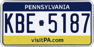 PA license plate KBE5187