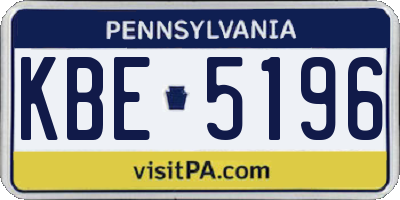 PA license plate KBE5196