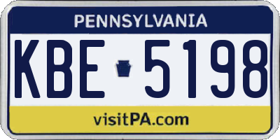 PA license plate KBE5198