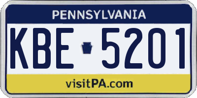 PA license plate KBE5201