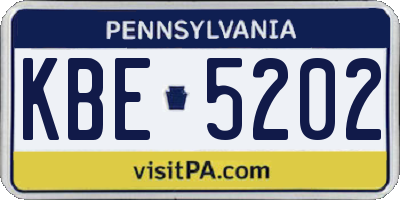 PA license plate KBE5202