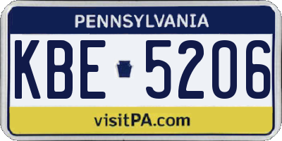 PA license plate KBE5206