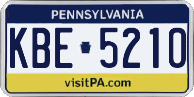PA license plate KBE5210