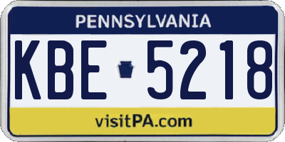 PA license plate KBE5218