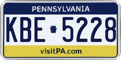 PA license plate KBE5228