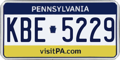 PA license plate KBE5229