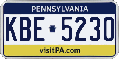 PA license plate KBE5230