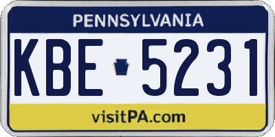 PA license plate KBE5231