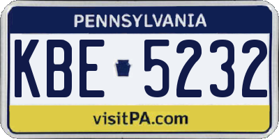 PA license plate KBE5232