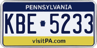 PA license plate KBE5233