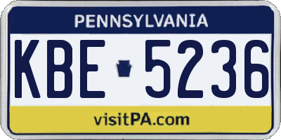 PA license plate KBE5236