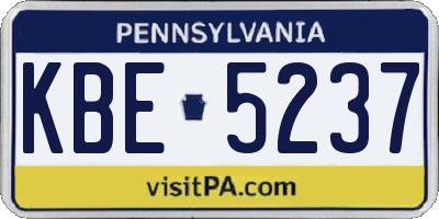 PA license plate KBE5237