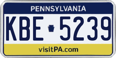 PA license plate KBE5239