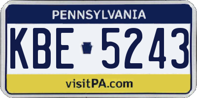 PA license plate KBE5243
