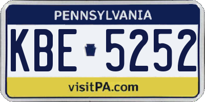 PA license plate KBE5252