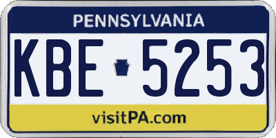 PA license plate KBE5253