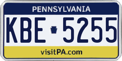 PA license plate KBE5255