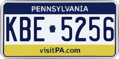 PA license plate KBE5256