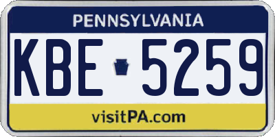 PA license plate KBE5259