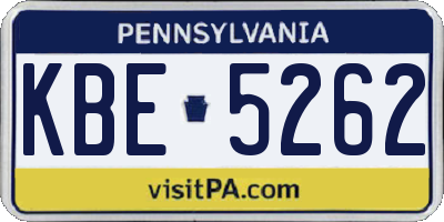 PA license plate KBE5262