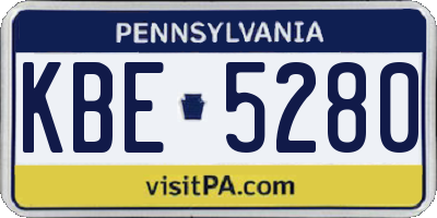 PA license plate KBE5280