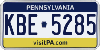PA license plate KBE5285