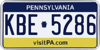 PA license plate KBE5286