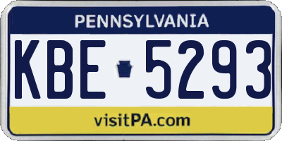 PA license plate KBE5293