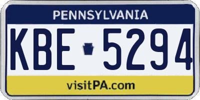 PA license plate KBE5294