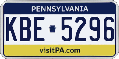 PA license plate KBE5296