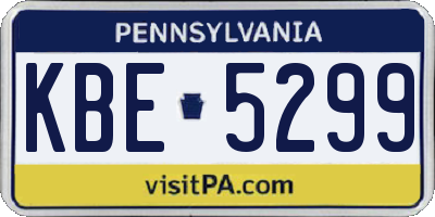 PA license plate KBE5299