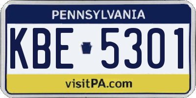PA license plate KBE5301