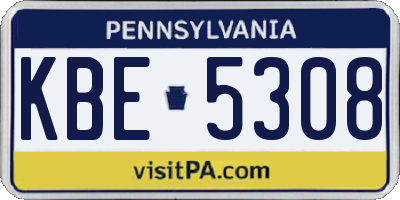 PA license plate KBE5308