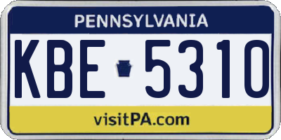 PA license plate KBE5310