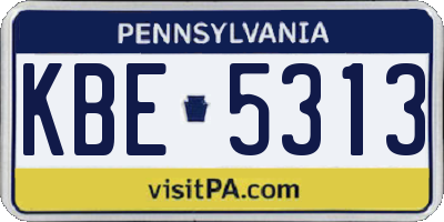 PA license plate KBE5313