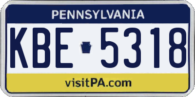 PA license plate KBE5318