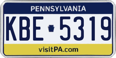 PA license plate KBE5319