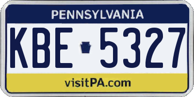 PA license plate KBE5327