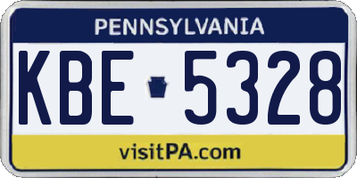 PA license plate KBE5328