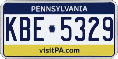 PA license plate KBE5329