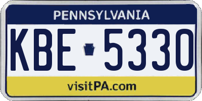 PA license plate KBE5330