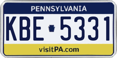 PA license plate KBE5331