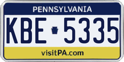PA license plate KBE5335