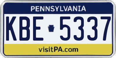 PA license plate KBE5337