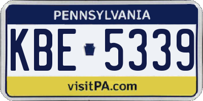 PA license plate KBE5339