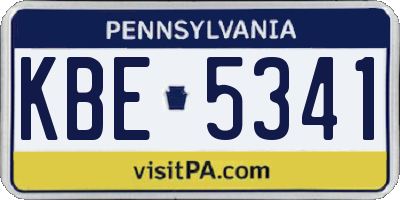 PA license plate KBE5341
