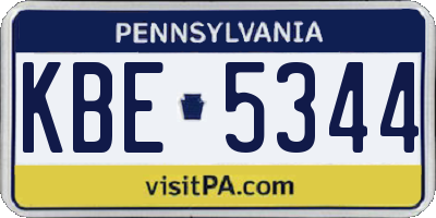 PA license plate KBE5344