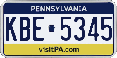 PA license plate KBE5345